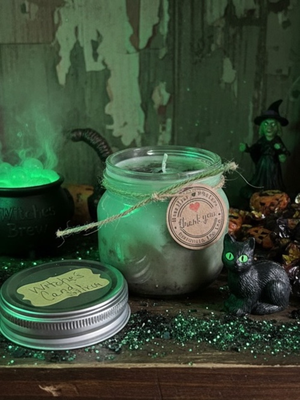 Handmade “Witches’ Candy,” 8 oz Soy Sweet Candy Scented Jar Candle-NWT - Picture 3 of 4